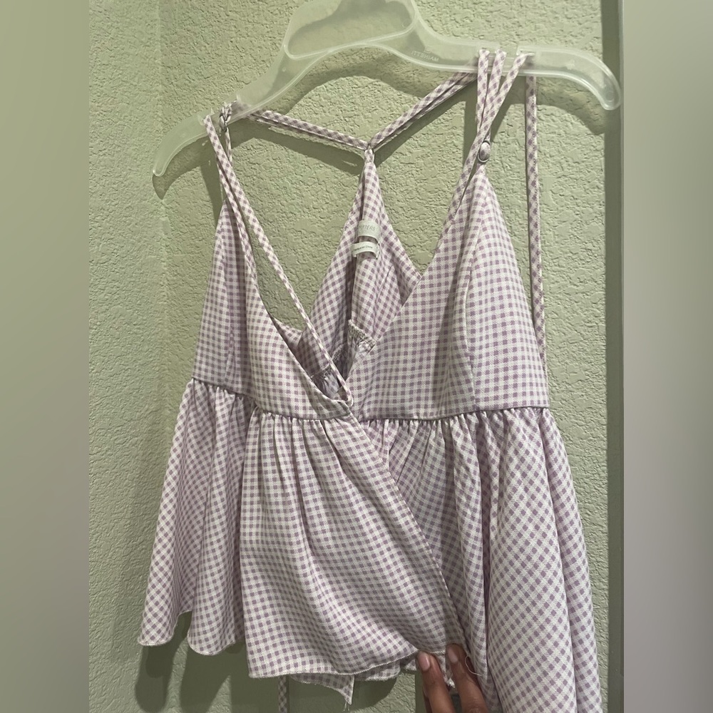Urban Outfitters: Purple Checkered Wrap Tank Top